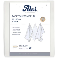 Alvi® Molton-Windeln 2er Pack Weiß 80 X 80 Cm