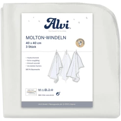 Alvi® Molton-Windeln 3er Pack Weiß 40 X 40 Cm