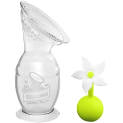 Haakaa® Milchpumpe, Mit Saugfuß 150ml Inkl. Blumenverschluss Set Weiß