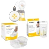 Medela Stillset Elektrische Doppel-Milchpumpe Swing Maxi, Muttermilchbeutel 50 Stück 180 Ml, Einweg-Stilleinlagen 60 Stück