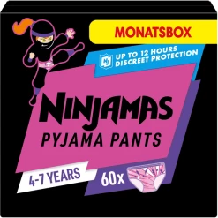 NINJAMAS Pyjama Pants Monatsbox Für Mädchen, 4-7 Jahre, 60 Stück