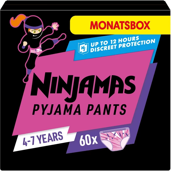 NINJAMAS Pyjama Pants Monatsbox Für Mädchen, 4-7 Jahre, 60 Stück