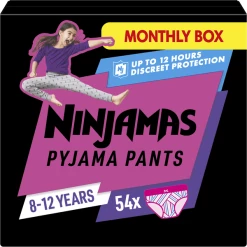 NINJAMAS Pyjama Pants Monatsbox Für Mädchen, 8-12 Jahre, 54 Stück