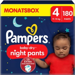 Pampers® Pampers Baby-Dry Pants Night, Gr. 4 Maxi, 9-15kg, Monatsbox (1 X 180 Pants)