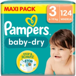 Pampers® Pampers Baby-Dry Windeln, Gr. 3, 6-10kg, Maxi Pack (1 X 124 Windeln)