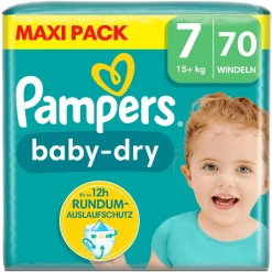 Pampers® Pampers Baby-Dry Windeln, Gr. 7, 15+ Kg, Maxi Pack (1 X 70 Windeln)