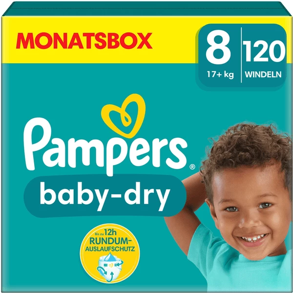 Pampers® Pampers Baby-Dry Windeln, Gr. 8, 17+kg, Monatsbox (1 X 120 Windeln)