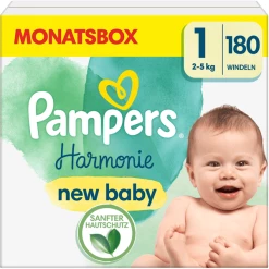 Pampers® Pampers Harmonie Gr.1 Newborn, 2-5 Kg, Monatsbox (1x180 Windeln)