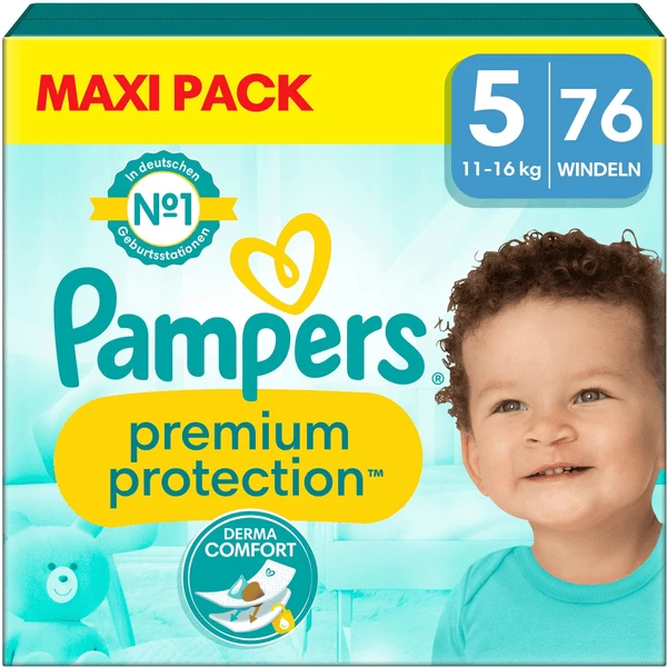 Pampers® Pampers Premium Protection, Gr. 5 Junior, 11-16kg, Maxi Pack (1x 76 Windeln)