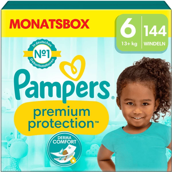 Pampers® Pampers Premium Protection, Gr. 6 Extra Large, 13kg+, Monatsbox (1x 144 Windeln)