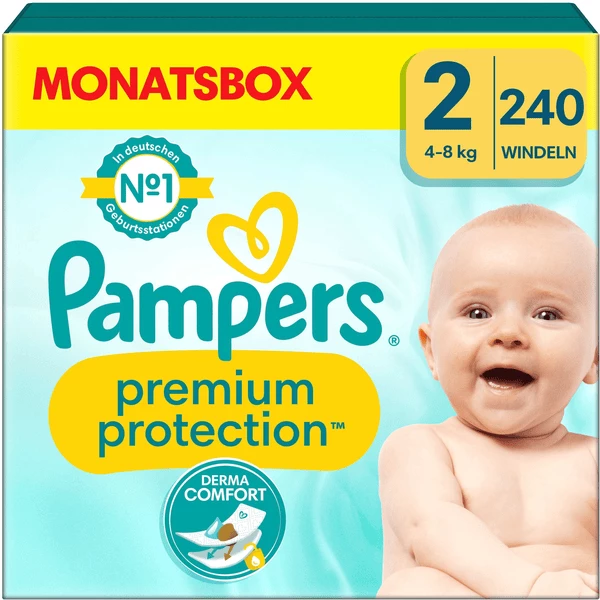 Pampers® Pampers Premium Protection, New Baby Gr. 2 Mini, 4-8kg, Monatsbox (1x 240 Windeln)