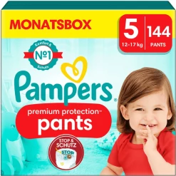 Pampers® Pampers Premium Protection Pants, Gr. 5, 12-17kg, Monatsbox (1x 144 Windeln)