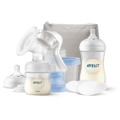Philips Avent Handmilchpumpe Stillset SCF430/16 Mit Natural Motion Technologie, Inkl. 125 Ml & 260 Ml Natural Flasche, 2x 6 Stilleinlagen, 3 Muttermilchaufbewahrbecher, Isoliertasche